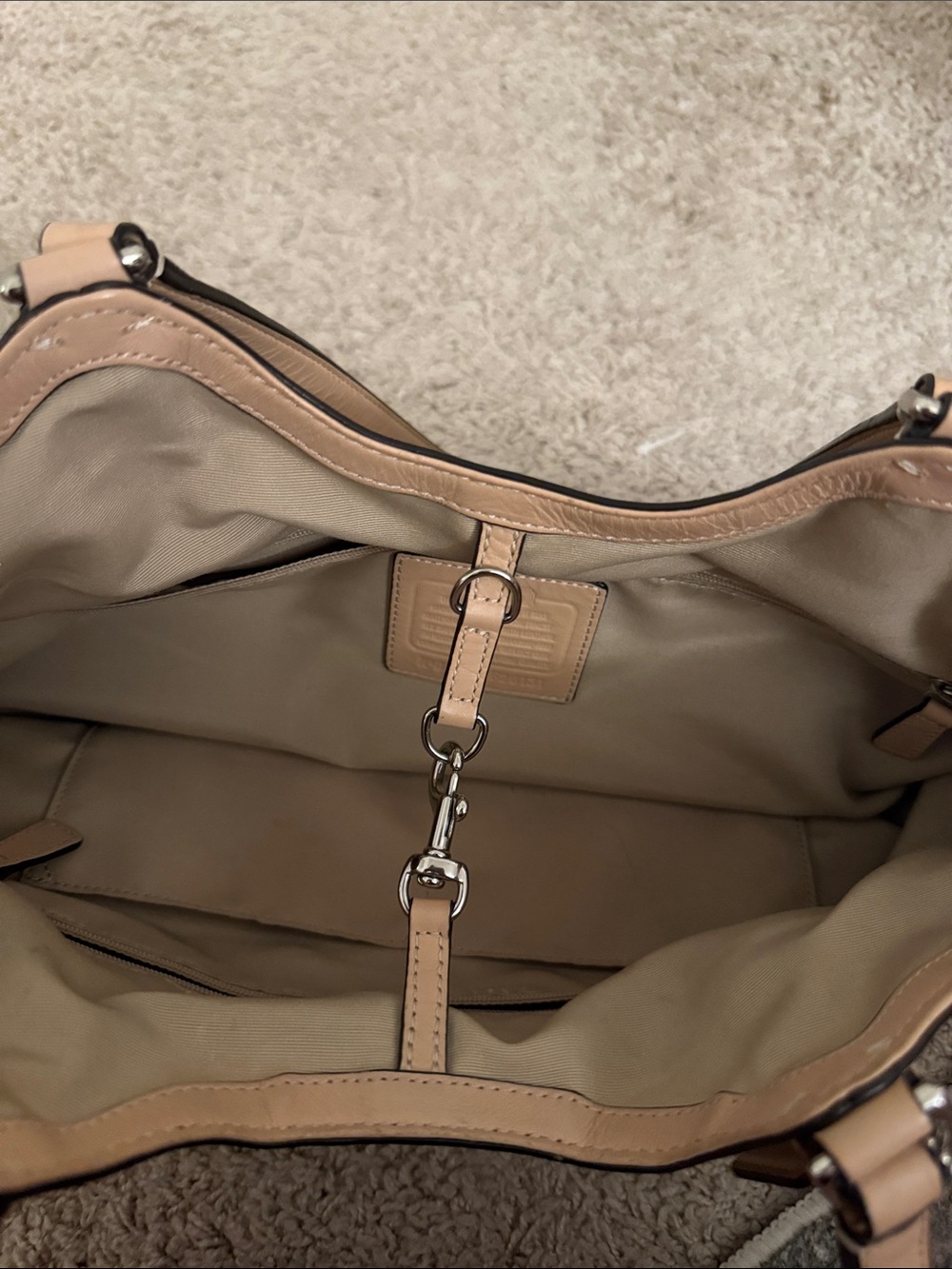 Coach Canvas Tote with Navy & Yellow Stripe Accents - Picture 10 of 16